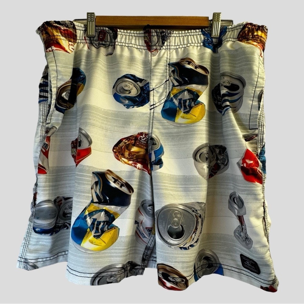 O’Neill Men’s Shorts 38 White Beer Can Pattern